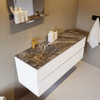 Mondiaz VICA-DLUX ensemble de meuble de salle de bain - 130cm - meuble sous lavabo talc - 2 tiroirs - lavabo encastré cloud gauche - 1 trou de robinet - miroir modèle spot - version XL 60cm haut - lave SW1098567