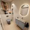 MONDIAZ TURE-DLUX Meuble toilette - 80cm - Smoke - EDEN - vasque Ostra - position droite - sans trou de robinet SW1105165