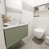 MONDIAZ OLAN Toiletmeubel 80x30x40cm met 0 kraangaten 1 lades army mat Wastafel Lex midden Solid Surface Wit SW473306