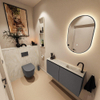 MONDIAZ TURE-DLUX Meuble toilette - 100cm - Dark Grey - EDEN - vasque Ostra - position droite - 1 trou de robinet SW1104805