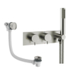 Crosswater MPRO Ensemble douchette à main - 2 poignées - vidage de baignoire - douchette à main - inox brossé SW1472631