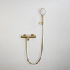 Adema Sparkle 2.0 Ensemble de bain - robinet de baignoire thermostatique - support de douchette - douchette ronde - flexible de douche métallique - or mat SW1530117