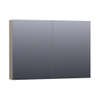 Saniclass Dual Spiegelkast - 100x70x15cm - 2 links- rechtsdraaiende spiegeldeur - MDF - hoogglans taupe SW371749