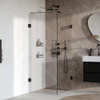 BRAUER Void Carving Cabine de douche - 90x100x200cm - porte battante - revêtement verre - réversible - verre clair - noir mat SW1418120