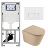 QeramiQ Dely Pack WC - 36,3x51,7cm - à fond creux - sans bride - réservoir encastré Geberit UP320 - abattant WC à fermeture douce - plaque de déclenchement blanche brillante - boutons rectangulaires - beige mat SW1242410