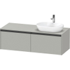 Duravit Ketho.2 Wastafelonderbouwkast - inclusief consoleplaat - met 2 laden - voor waskom rechts - 140x55x45.9cm - met handgrepen antraciet - betongrijs mat SW771977