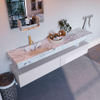 Mondiaz ALAN-DLUX Ensemble de meuble - 200cm - meuble Cale mat - 2 tiroirs - Lavabo Cloud Glace suspendu - vasque Gauche - 1 trou de robinet SW805754