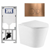 QeramiQ Dely Ensemble WC - 36.3x51.7cm - cuvette profonde - sans bride - réservoir encastré Geberit UP320 - avec cadre Burda - abattant de WC softclose - plaque de commande cuivrée - boutons ronds - blanc mat SW804610