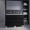 Saniclass Chaci PLUS Meuble de salle de bain - 120x86x46cm - lavabo en céramique blanc - 2 vasques - sans trous de robinet - 6 tiroirs - miroir rectangulaire - noir mat SW1027216