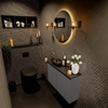 Mondiaz Fowy Meuble de toilette - 80x50x23cm - gris foncé mat - 1 trou de robinet - lavabo à gauche - 2 portes - solid surface - plan MDF - lavabo : noir SW761110