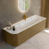 Mondiaz KURVE-DLUX Ensemble de meuble de salle de bains - 145x46x40cm - 1 tiroir - 1 porte - lavabo solid surface - droit - 1 trou de robinet - Dusk SW1415498