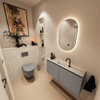MONDIAZ TURE-DLUX meuble WC 100 cm Smoke. Lavabo EDEN Ostra position milieu. Avec 1 trou de robinet. SW1105137