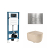 QeramiQ Dely Swirl Ensemble WC - réservoir encastré Qeramiq Flush - abattant 35mm - plaque de commande métal inox - boutons ronds - beige SW1578339