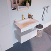Mondiaz ALAN-DLUX Ensemble de meuble - 70cm - meuble Cale mat - 1 tiroir - Lavabo Cloud Ostra suspendu - vasque Centre - 1 trou de robinet SW807426