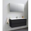 Basic Bella Meuble salle de bains avec lavabo acrylique Blanc avec armoire toilette 2 portes gris 120x55x46cm sans trous de robinet Noir mat SW491923