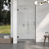 FugaFlow Eccelente Vetro Porte de douche - 100x200cm - 8mm - verre de sécurité - rainuré - charnières - poignée de porte - gunmetal brossé - clair SW1469870