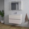 Saniclass Chaci Meuble de salle de bain - 80x46x55cm - lavabo en céramique blanc - 1 vasque ovale - 1 trou de robinet - 2 tiroirs - armoire miroir - mat cotton (beige) SW1182385
