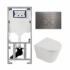 QeramiQ Dely Toiletset - 36.3x51.7cm - diepspoel - rimless - Geberit UP320 inbouwreservoir - softclose toilet zitting - 35mm - gunmetal bedieningsplaat - ronde knoppen - mat wit SW1235383