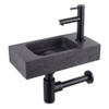 Fortifura Fuente pack lave-mains – rectangulaire – 40 x 22 x 9 cm – pierre naturelle noire – robinet gunmetal SW1111554