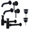 Fortifura Calvi Kit robinet lavabo - pour double vasque - robinet rehaussé - bonde non-obturable - siphon design bas - Noir mat SW891994