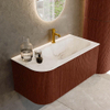 Mondiaz KURVE-DLUX Ensemble de meuble salle de bain - 95x46x40cm - 1 tiroir - 1 porte - lavabo en solid surface - droite - 1 trou de robinet - Ruby SW1415621