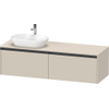 Duravit Ketho 2 meuble bas pour lavabo incl. plan console avec 2 tiroirs pour vasque à gauche 160x55x45.9cm avec poignées anthracite taupe super mat SW772120