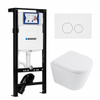 QeramiQ Dely Toiletset - 36.3x51.7cm - diepspoel - rimless - Geberit UP320 plieger inbouwreservoir - softclose toilet zitting - 35mm - glans witte bedieningsplaat - ronde knoppen - mat wit SW1413223