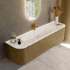 Mondiaz KURVE-DLUX Ensemble de meubles de salle de bains - 170x46x40cm - 1 tiroir - 2 portes - lavabo solid surface - central - 1 trou de robinet - Dusk SW1415008