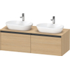 Duravit ketho meuble sous 2 lavabos avec plaque console et 2 tiroirs pour double lavabo 140x55x45.9cm avec poignées anthracite chêne naturel mat SW772250