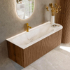 MONDIAZ KURVE-DLUX 125cm Meuble salle de bain avec module 25 D - couleur Walnut - 1 tiroir - 1 porte - vasque BIG MEDIUM gauche - 1 trou de robinet - couleur Frappe SW1137437