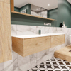 MONDIAZ LUSH 150cm badmeubel washed oak 2 lades wastafel cloud rechts zonder kraangat SW409397 MONDIAZ LUSH 150cm badmeubel washed oak 2 lades wastafel cloud rechts zonder kraangat SW409397