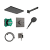 Hansgrohe Raindance Alive Q hoofddouche - 34x21cm - inbouw - brushed black chrome (zwart) SW1566563