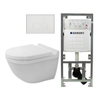 Duravit Starck 3 toiletset met Geberit inbouwreservoir toiletzitting met Saniclass softclose zitting en QeramiQ bedieningsplaat met rechthoekige knoppen wit SW791684 Duravit Starck 3 toiletset met Geberit inbouwreservoir toiletzitting met Saniclass softclose zitting en QeramiQ bedieningsplaat met rechthoekige knoppen wit SW791684