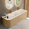 MONDIAZ KURVE-DLUX 145cm Meuble salle de bain avec module 25 G - couleur Oak - 1 tiroir - 1 porte - vasque LEAF double / droite - 2 trous de robinet - couleur Frappe SW1137366