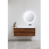 INK Faktor Meuble 140x1.5x45cm avec miroir rond 70cm vasque droite polystone sans trous blanc mat et meuble noix sans poignées SW285450 INK Faktor Meuble 140x1.5x45cm avec miroir rond 70cm vasque droite polystone sans trous blanc mat et meuble noix sans poignées SW285450