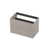 INK Meuble sous-vasque - 80x45x52cm - 2 tiroirs - poignées en applique - fraisage vertical - MDF laqué - Gris cachemire mat SW1405373