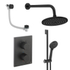 Crosswater MPRO ensemble de douche pluie encastré – douche de tête Ø 20 cm – douchette ronde – 2 leviers – vidage de baignoire – noir mat SW1472504