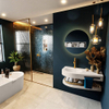 MONDIAZ RIVA Ensemble de meuble salle de bain - 100x50x5.8cm - 0 tiroirs - Lin mat - 1 trou de robinet - lavabo à gauche - solid surface lin SW703326