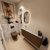 MONDIAZ TURE-DLUX Meuble toilette - 120cm - Rust - EDEN - vasque Glace - position gauche - sans trou de robinet SW1103521