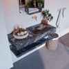 Mondiaz ALAN-DLUX Ensemble de meuble - 110cm - meuble Lava mat - 0 tiroirs - Lavabo Cloud Lava suspendu - vasque Droite - 0 trous de robinet SW809216