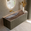 MONDIAZ KURVE-DLUX meuble de salle de bains 125cm arrondi Droit couleur Shadow avec 1 tiroir et 1 porte. Lavabo BIG MEDIUM Gauche sans trou de robinet Sombra. SW1433765