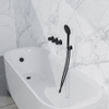 Fortifura Nebbio Ensemble combiné bain - mitigeur thermostatique - coude mural avec support de douchette - flexible de douche métallique - douchette ronde - Remplissage-vidage de baignoire - noir mat SW1238054