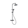 FugaFlow Efficiente Sobrado ensemble de douche à effet pluie avec thermostat douche de tête 20cm douchette à main 3 positions noir SW1123756