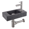 Fortifura Fuente pack lave-mains – rectangulaire – 40 x 22 x 9 cm – pierre naturelle noire – robinet inox SW1111552