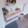 Mondiaz ALAN-DLUX Ensemble de meuble - 110cm - meuble Glace mat - 0 tiroirs - Lavabo Cloud Glace suspendu - vasque Centre - 1 trou de robinet SW808985