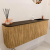 Mondiaz JOYA 111.6cm toiletmeubel - ronding links kleur Oak - Wastafel FAYE positie Rechts 1 kraangat kleur Urban. SW1421240