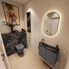 MONDIAZ TURE-DLUX Meuble toilette - 60cm - Dark Grey - EDEN - vasque Lava - position gauche - 1 trou de robinet SW1103727