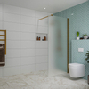 Fortifura Galeria inloopdouche - 90x200cm - mat - glas - wandarm - PVD - geborsteld koper SW876861