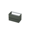 INK Wastafelonderkast - 80x45x52cm - 2 lades - greeploos - MDF lak - Mat beton groen SW416537
