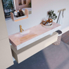 Mondiaz ALAN-DLUX Ensemble de meuble - 150cm - meuble Linen mat - 1 tiroir - Lavabo Cloud Ostra suspendu - vasque Gauche - 1 trou de robinet SW807073